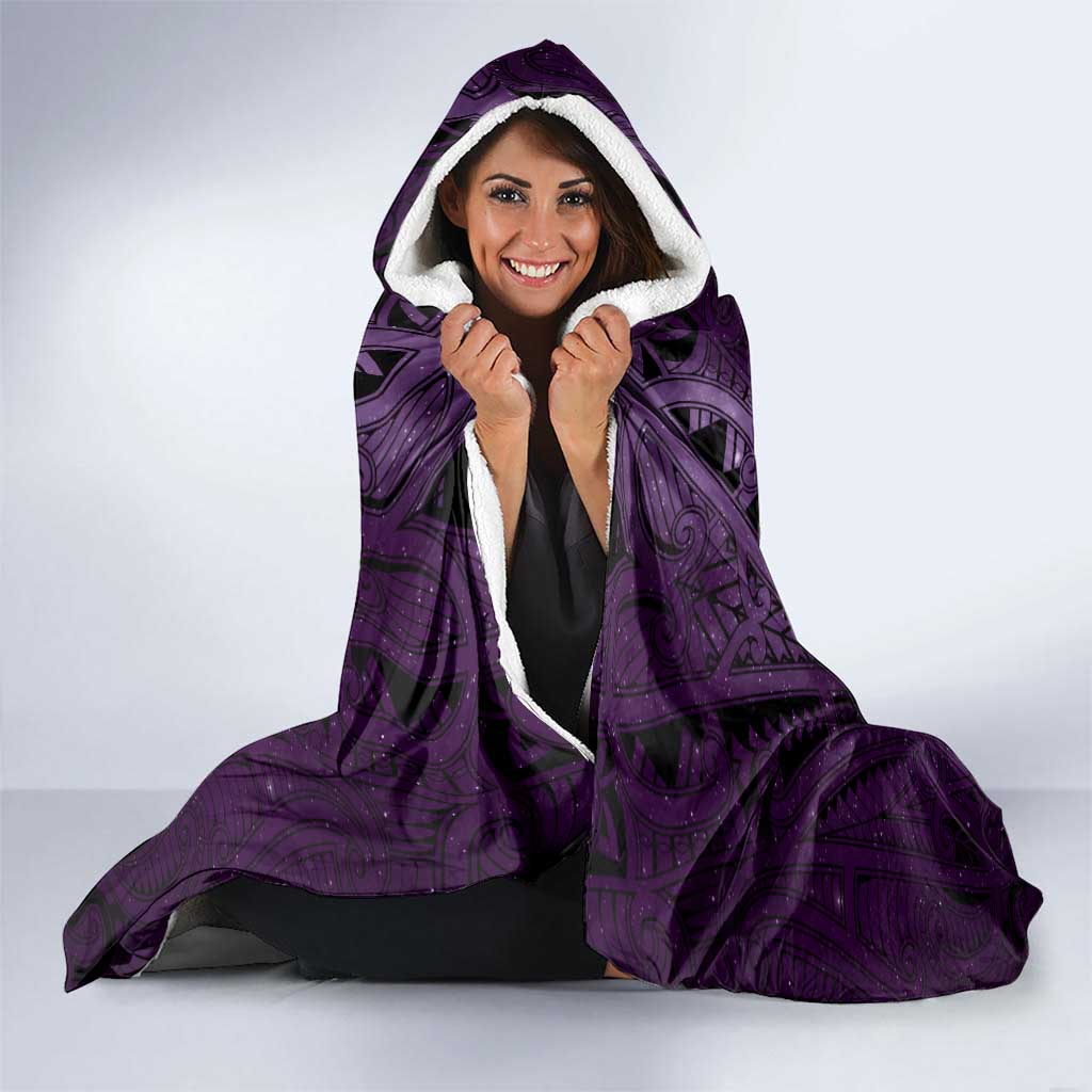 New Zealand Matariki Waipunarangi Hooded Blanket Maori Moko Purple Galaxy LT05 - Polynesian Pride