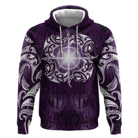 New Zealand Matariki Waipunarangi Hoodie Maori Moko Purple Galaxy LT05 Pullover Hoodie Purple - Polynesian Pride