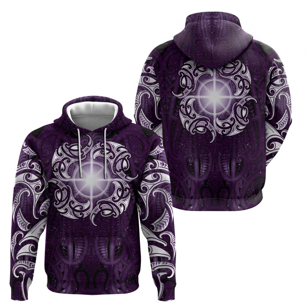 New Zealand Matariki Waipunarangi Hoodie Maori Moko Purple Galaxy LT05 - Polynesian Pride