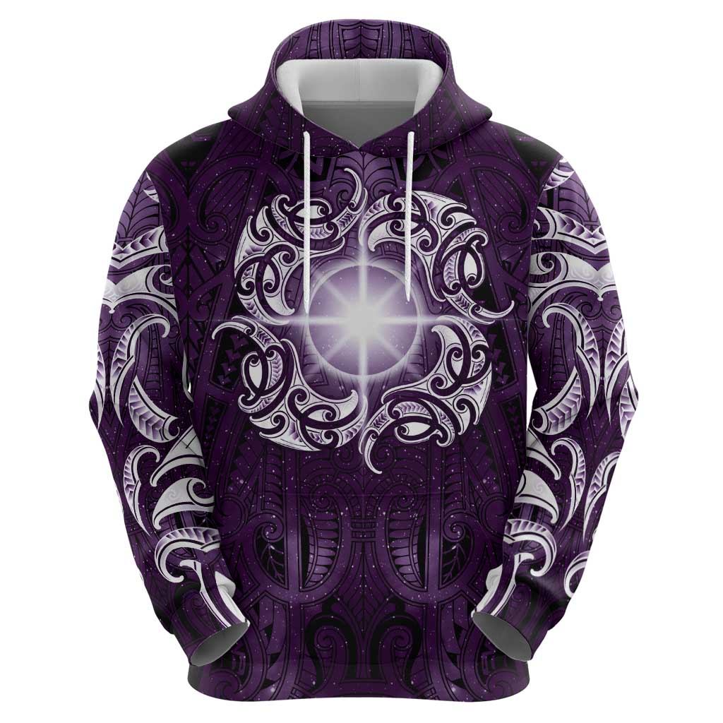 New Zealand Matariki Waipunarangi Hoodie Maori Moko Purple Galaxy LT05 - Polynesian Pride