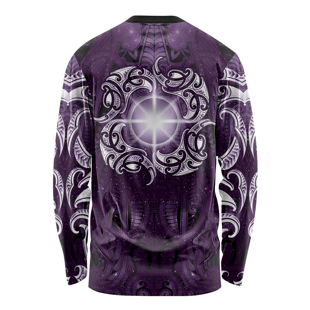 New Zealand Matariki Waipunarangi Long Sleeve Shirt Maori Moko Purple Galaxy LT05 - Polynesian Pride