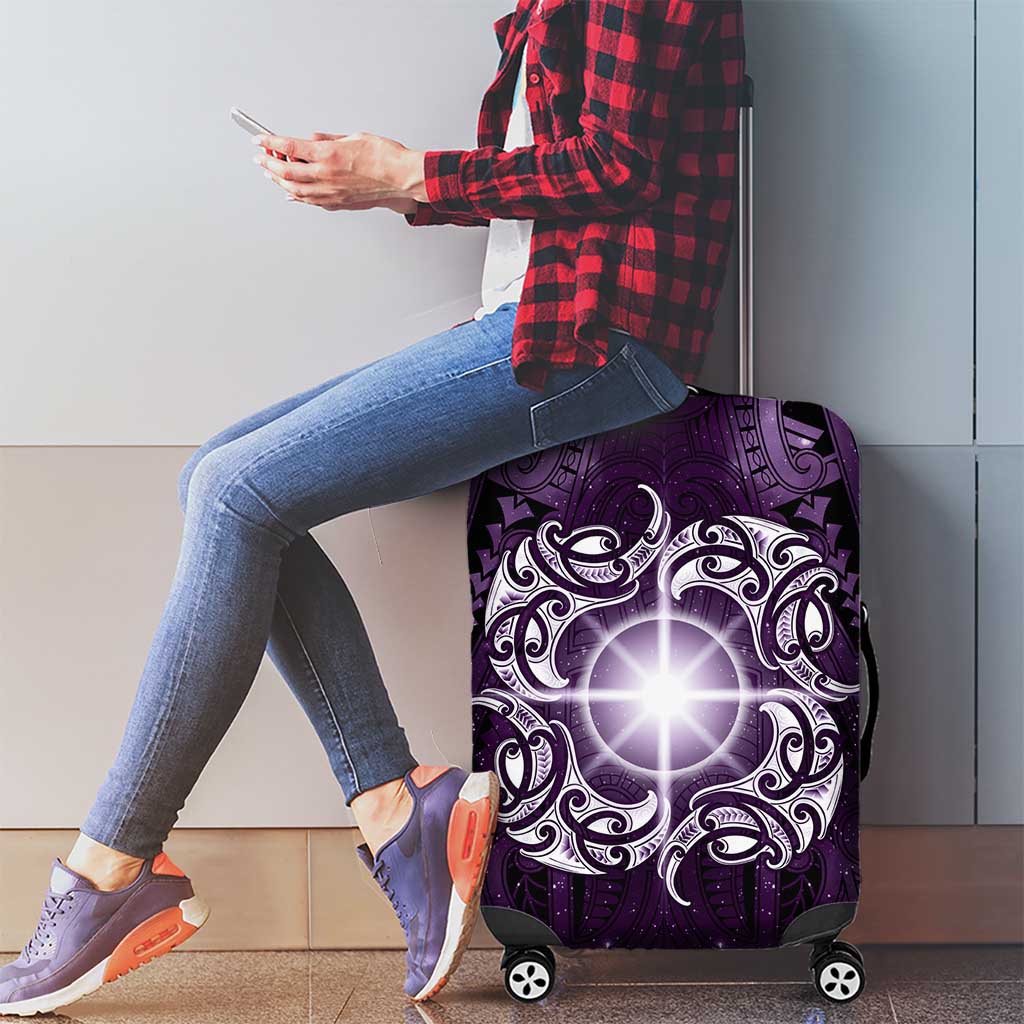 New Zealand Matariki Waipunarangi Luggage Cover Maori Moko Purple Galaxy LT05 - Polynesian Pride