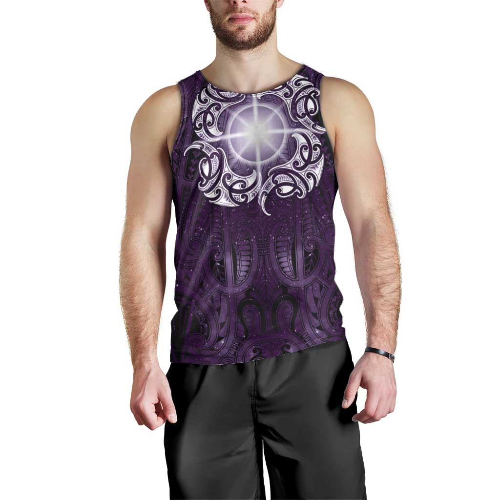 New Zealand Matariki Waipunarangi Men Tank Top Maori Moko Purple Galaxy LT05 - Polynesian Pride