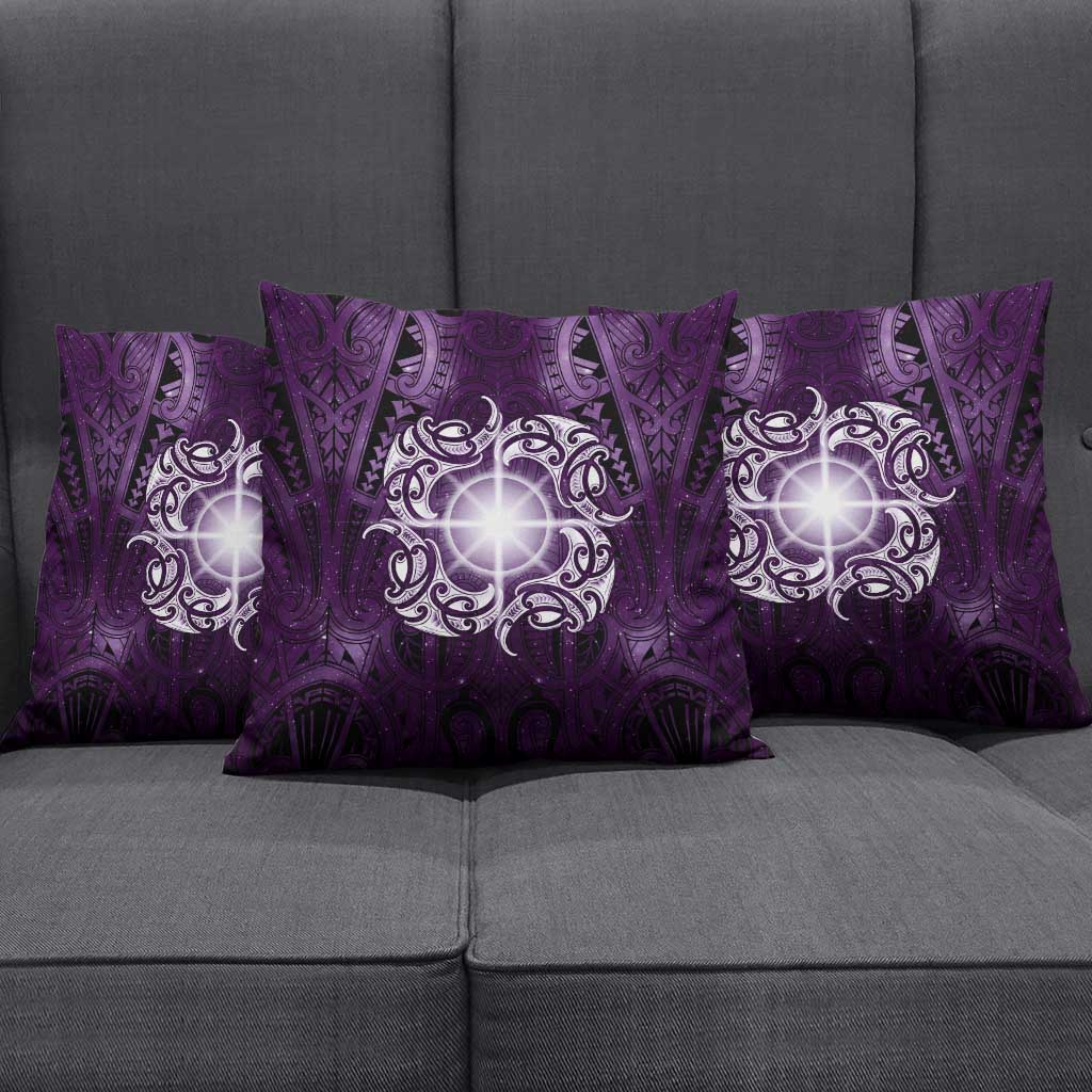 New Zealand Matariki Waipunarangi Pillow Cover Maori Moko Purple Galaxy LT05 - Polynesian Pride