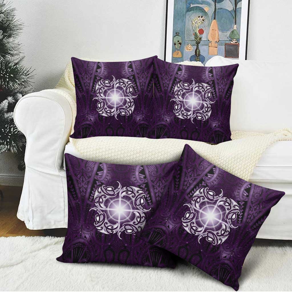 New Zealand Matariki Waipunarangi Pillow Cover Maori Moko Purple Galaxy LT05 - Polynesian Pride