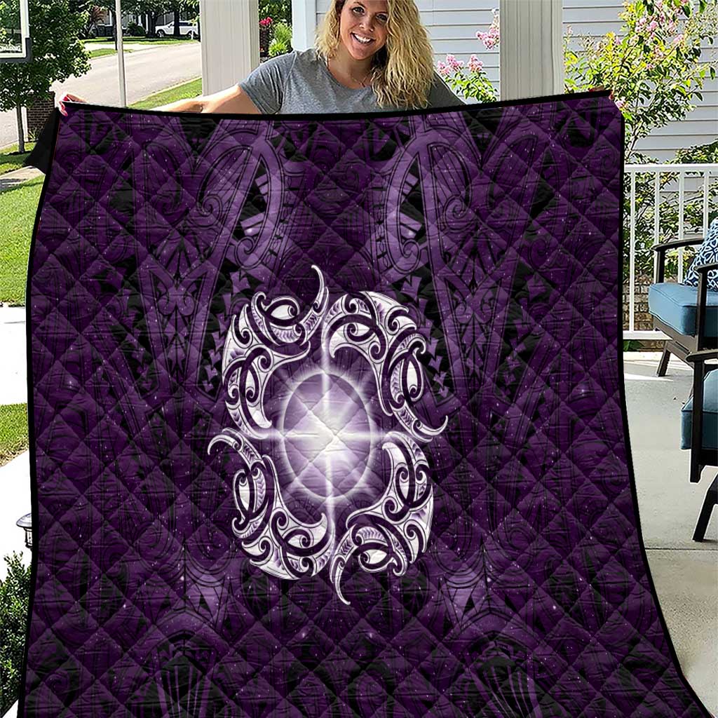 New Zealand Matariki Waipunarangi Quilt Maori Moko Purple Galaxy