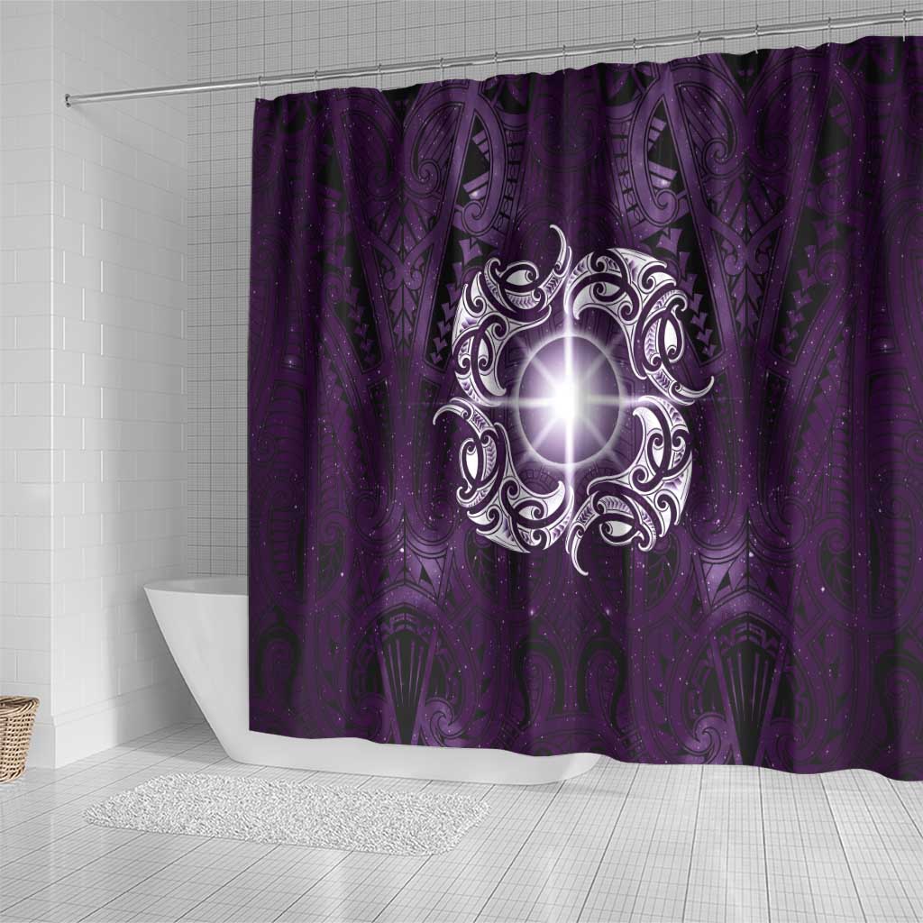 New Zealand Matariki Waipunarangi Shower Curtain Maori Moko Purple Galaxy LT05 - Polynesian Pride