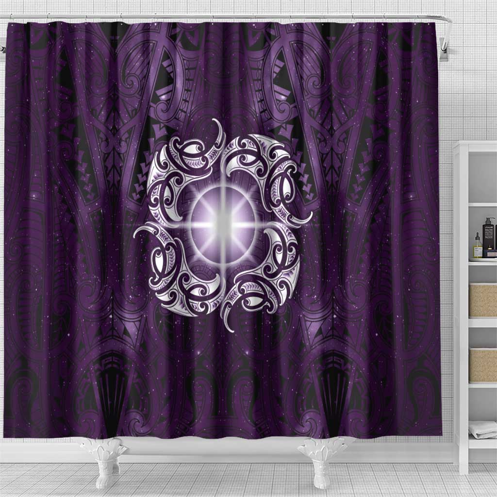 New Zealand Matariki Waipunarangi Shower Curtain Maori Moko Purple Galaxy LT05 - Polynesian Pride
