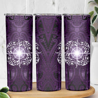 New Zealand Matariki Waipunarangi Skinny Tumbler Maori Moko Purple Galaxy LT05 - Polynesian Pride