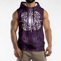 New Zealand Matariki Waipunarangi Sleeveless Hoodie Maori Moko Purple Galaxy LT05 - Polynesian Pride