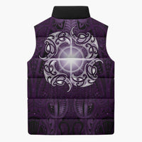 New Zealand Matariki Waipunarangi Sleeveless Puffer Jacket Maori Moko Purple Galaxy LT05 - Polynesian Pride