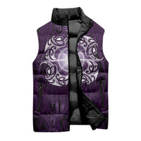 New Zealand Matariki Waipunarangi Sleeveless Puffer Jacket Maori Moko Purple Galaxy LT05 - Polynesian Pride