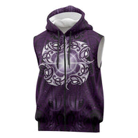 New Zealand Matariki Waipunarangi Sleeveless Zip Hoodie Maori Moko Purple Galaxy LT05 Purple - Polynesian Pride