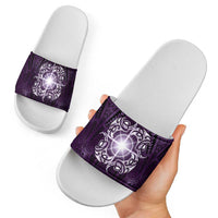 New Zealand Matariki Waipunarangi Slide Sandals Maori Moko Purple Galaxy LT05 - Polynesian Pride