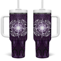 New Zealand Matariki Waipunarangi Tumbler With Handle Maori Moko Purple Galaxy LT05 One Size: 40 oz Purple - Polynesian Pride