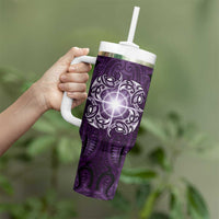 New Zealand Matariki Waipunarangi Tumbler With Handle Maori Moko Purple Galaxy LT05 - Polynesian Pride