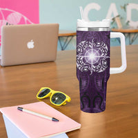 New Zealand Matariki Waipunarangi Tumbler With Handle Maori Moko Purple Galaxy LT05 - Polynesian Pride