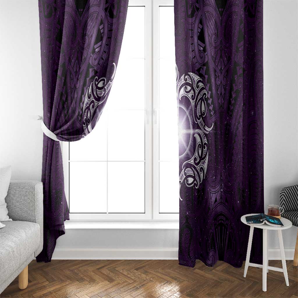 New Zealand Matariki Waipunarangi Window Curtain Maori Moko Purple Galaxy LT05 - Polynesian Pride