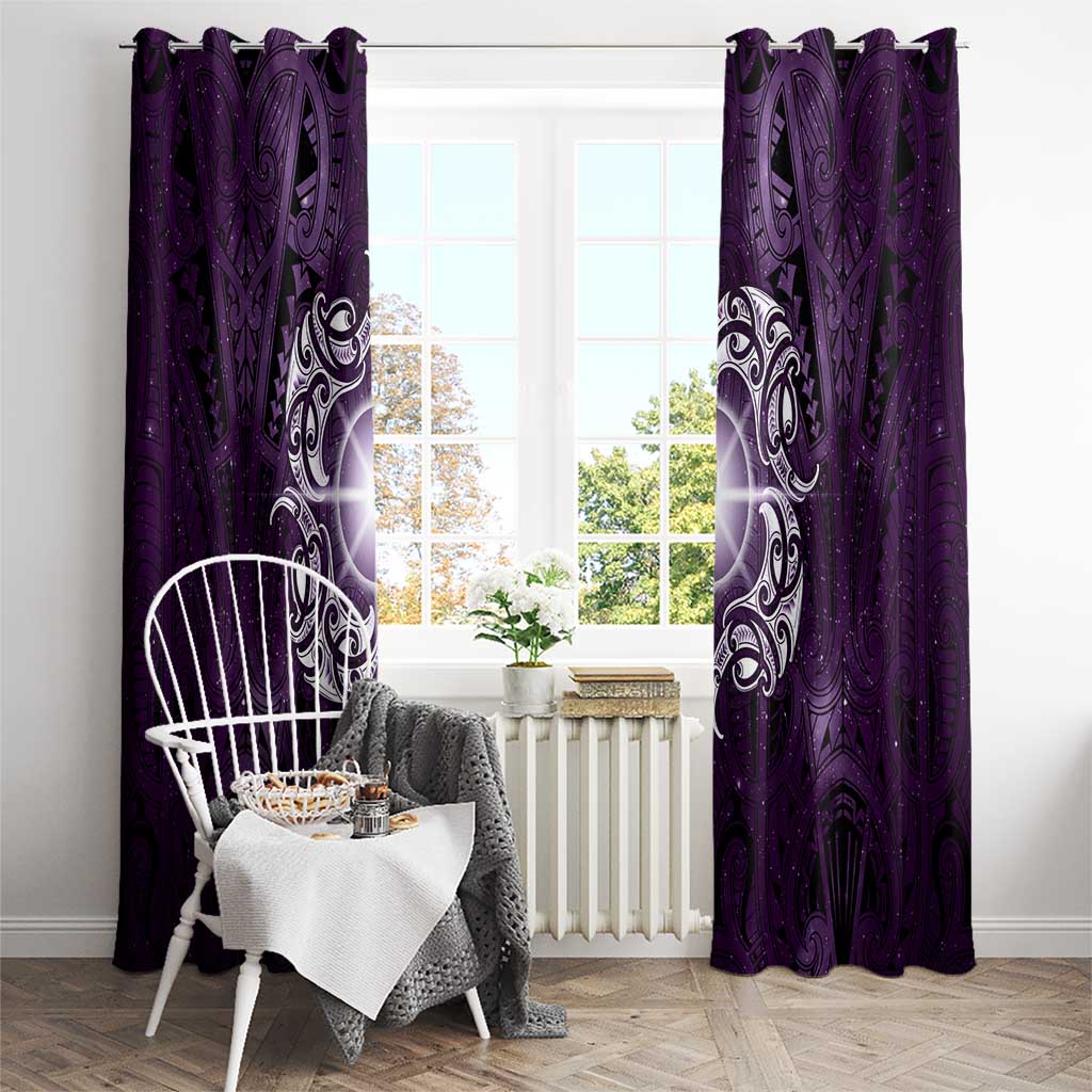 New Zealand Matariki Waipunarangi Window Curtain Maori Moko Purple Galaxy LT05 - Polynesian Pride