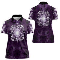 New Zealand Matariki Waipunarangi Women Polo Shirt Maori Moko Purple Galaxy LT05 - Polynesian Pride