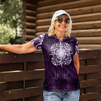 New Zealand Matariki Waipunarangi Women Polo Shirt Maori Moko Purple Galaxy LT05 - Polynesian Pride