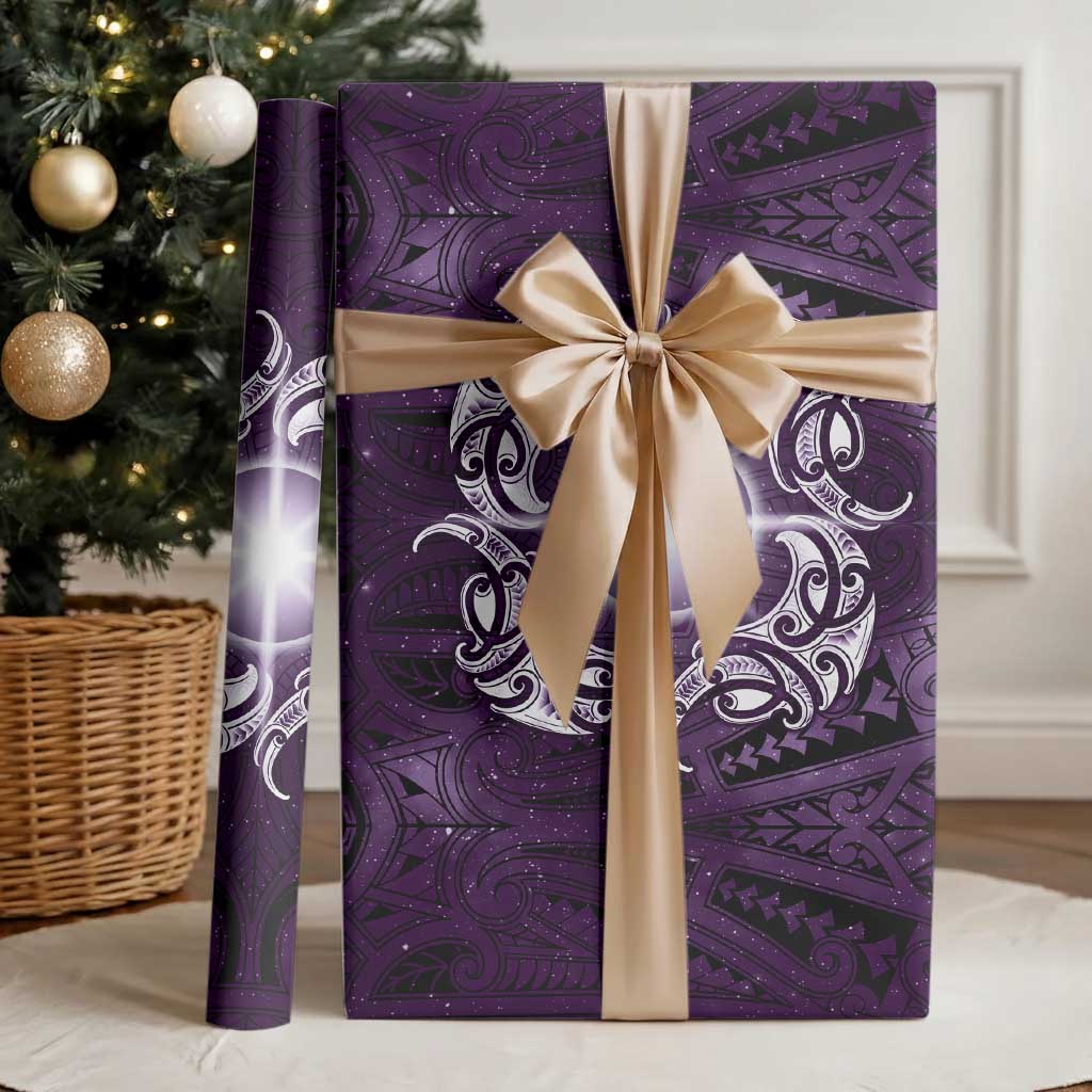 New Zealand Matariki Waipunarangi Wrapping Paper Maori Moko Purple Galaxy LT05 - Polynesian Pride