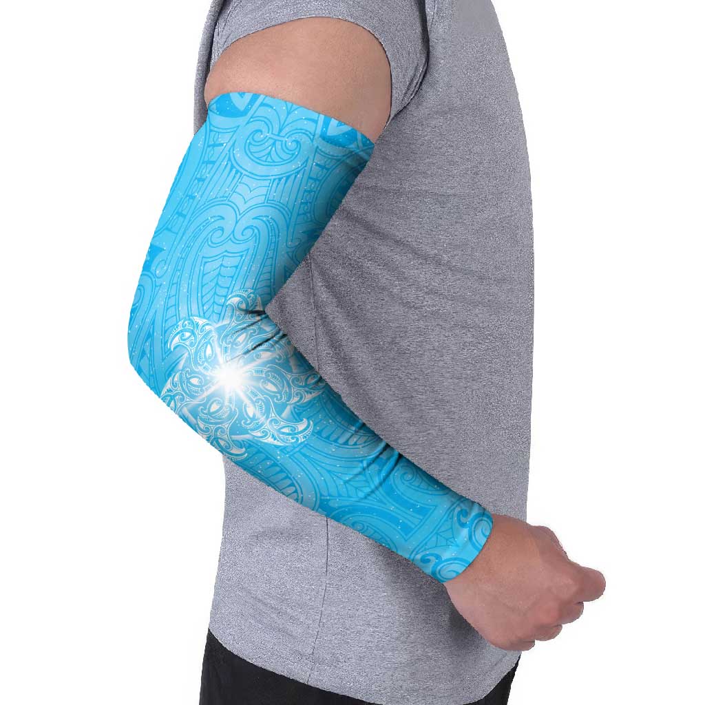 New Zealand Matariki Waiti Arm Sleeves Maori Moko Cyan Galaxy