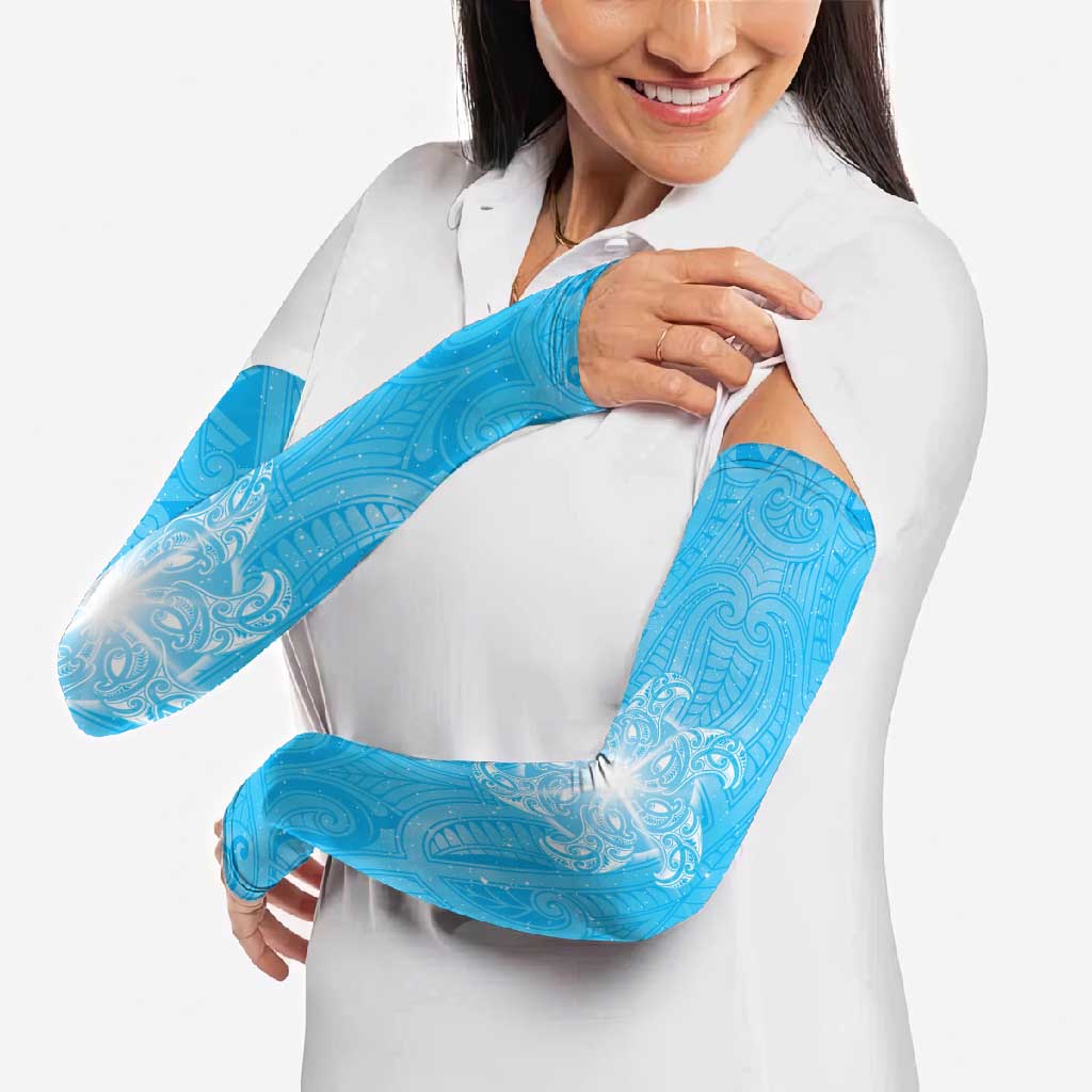 New Zealand Matariki Waiti Arm Sleeves Maori Moko Cyan Galaxy