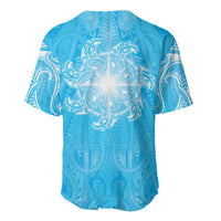 New Zealand Matariki Waiti Baseball Jersey Maori Moko Cyan Galaxy LT05 - Polynesian Pride