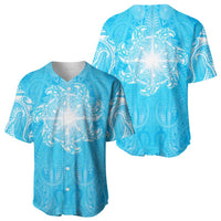 New Zealand Matariki Waiti Baseball Jersey Maori Moko Cyan Galaxy LT05 - Polynesian Pride