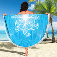 New Zealand Matariki Waiti Beach Blanket Maori Moko Cyan Galaxy