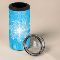 New Zealand Matariki Waiti 4 in 1 Can Cooler Tumbler Maori Moko Cyan Galaxy LT05 - Polynesian Pride