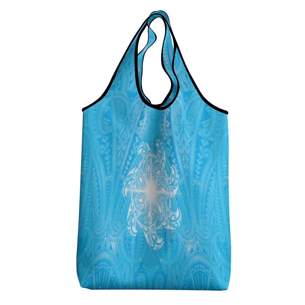 New Zealand Matariki Waiti Grocery Bag Maori Moko Cyan Galaxy