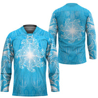 New Zealand Matariki Waiti Hockey Jersey Maori Moko Cyan Galaxy