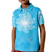 New Zealand Matariki Waiti Kid Polo Shirt Maori Moko Cyan Galaxy LT05 Kid Cyan - Polynesian Pride
