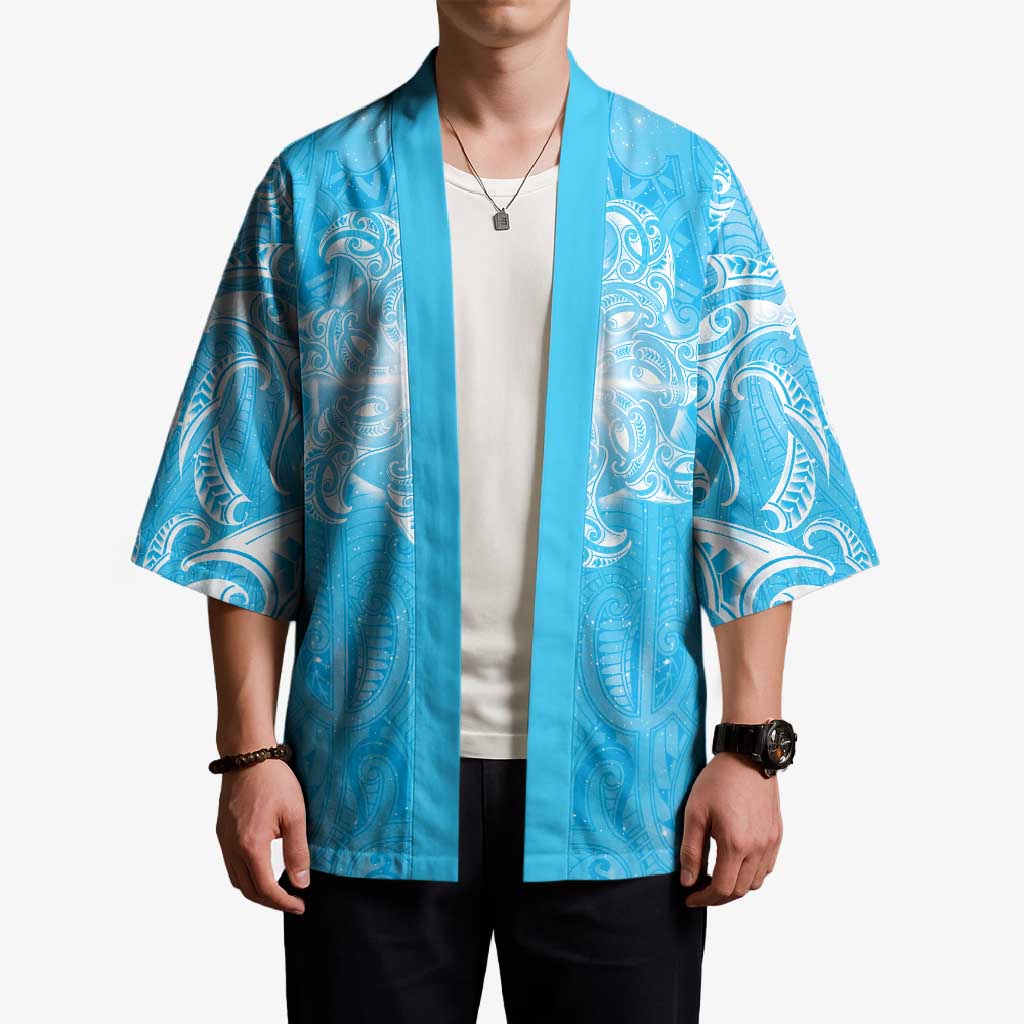 New Zealand Matariki Waiti Kimono Maori Moko Cyan Galaxy