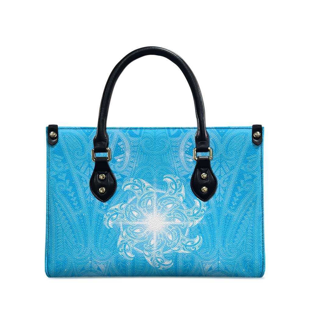 New Zealand Matariki Waiti Leather Bag Maori Moko Cyan Galaxy LT05 - Polynesian Pride