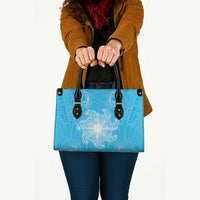 New Zealand Matariki Waiti Leather Bag Maori Moko Cyan Galaxy LT05 - Polynesian Pride