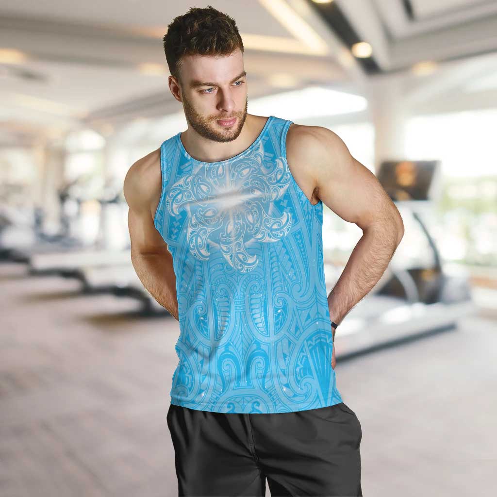 New Zealand Matariki Waiti Men Tank Top Maori Moko Cyan Galaxy