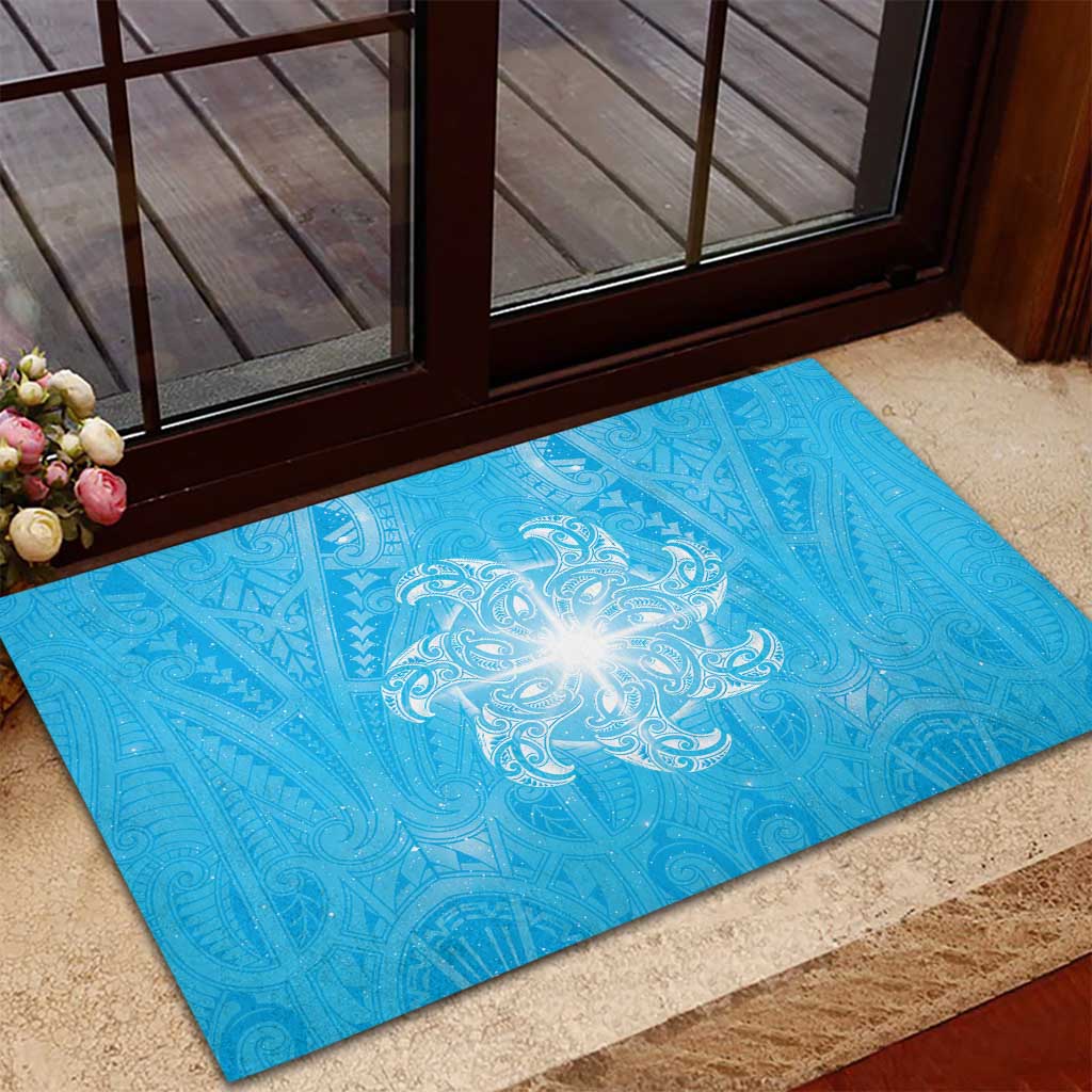 New Zealand Matariki Waiti Rubber Doormat Maori Moko Cyan Galaxy