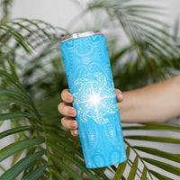 New Zealand Matariki Waiti Skinny Tumbler Maori Moko Cyan Galaxy LT05 - Polynesian Pride