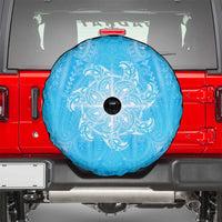 New Zealand Matariki Waiti Spare Tire Cover Maori Moko Cyan Galaxy LT05 - Polynesian Pride