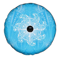 New Zealand Matariki Waiti Spare Tire Cover Maori Moko Cyan Galaxy LT05 - Polynesian Pride