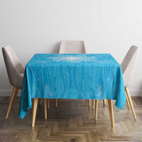 New Zealand Matariki Waiti Tablecloth Maori Moko Cyan Galaxy