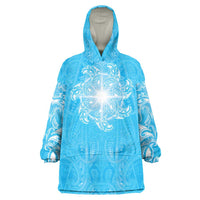 New Zealand Matariki Waiti Wearable Blanket Hoodie Maori Moko Cyan Galaxy LT05 One Size Cyan - Polynesian Pride