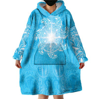 New Zealand Matariki Waiti Wearable Blanket Hoodie Maori Moko Cyan Galaxy LT05 - Polynesian Pride