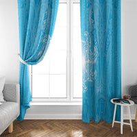 New Zealand Matariki Waiti Window Curtain Maori Moko Cyan Galaxy LT05 - Polynesian Pride