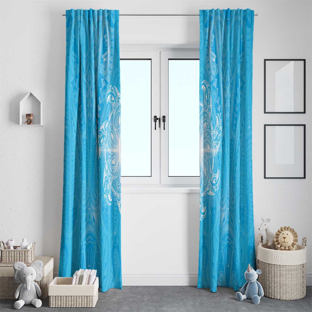 New Zealand Matariki Waiti Window Curtain Maori Moko Cyan Galaxy LT05 - Polynesian Pride