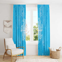 New Zealand Matariki Waiti Window Curtain Maori Moko Cyan Galaxy LT05 - Polynesian Pride
