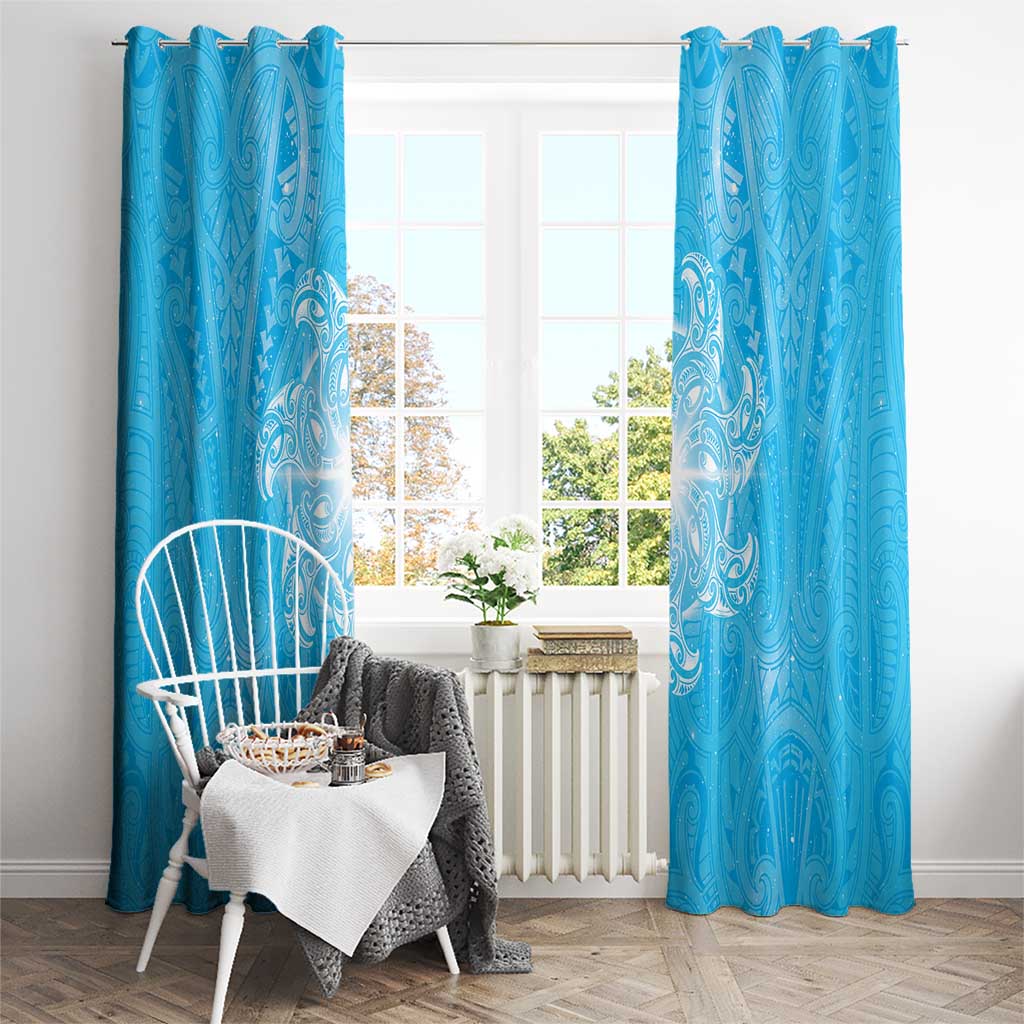 New Zealand Matariki Waiti Window Curtain Maori Moko Cyan Galaxy LT05 - Polynesian Pride